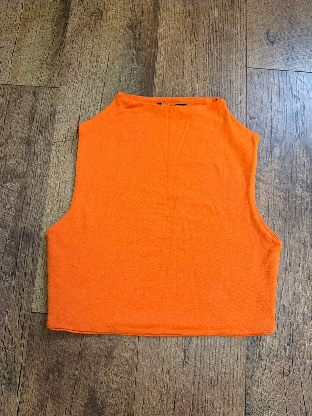 naked wardrobe Orange Sleeveless Mock Neck Crop Top